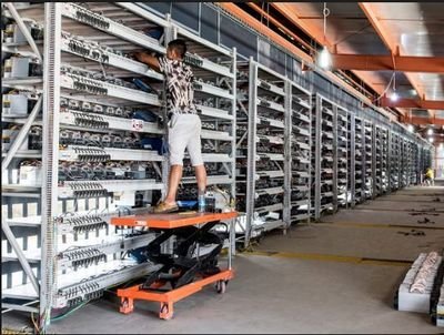 Large-scale mining farm hosting Ethereum and Bitcoin miners