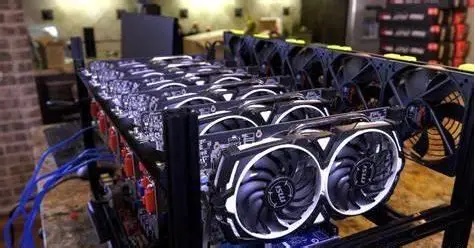 Large scale mining farm infrastructure with rows of mining rigs